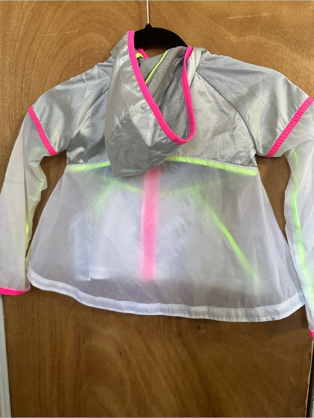 Nike Girls Silver Windbreaker with Hot Pink & Neon Yellow Trim